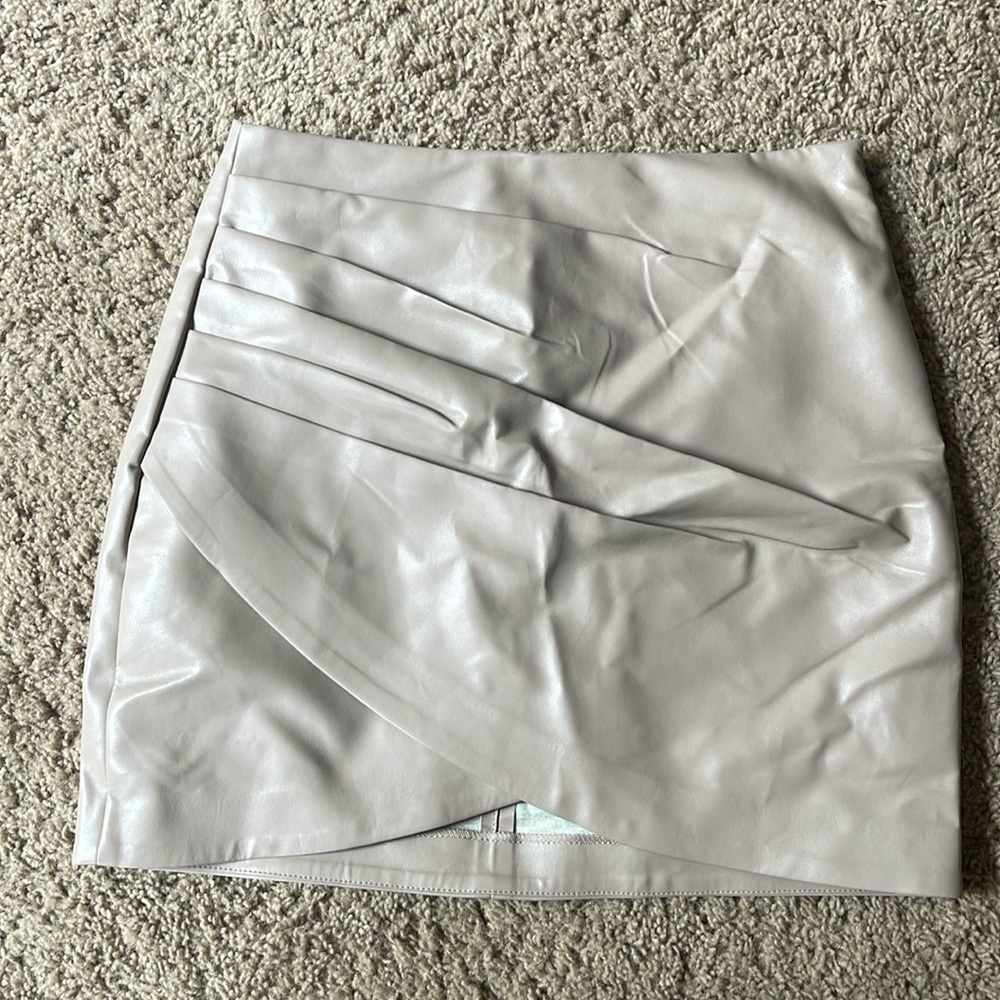 Mittoshop Leather Rouched Mini Skirt L